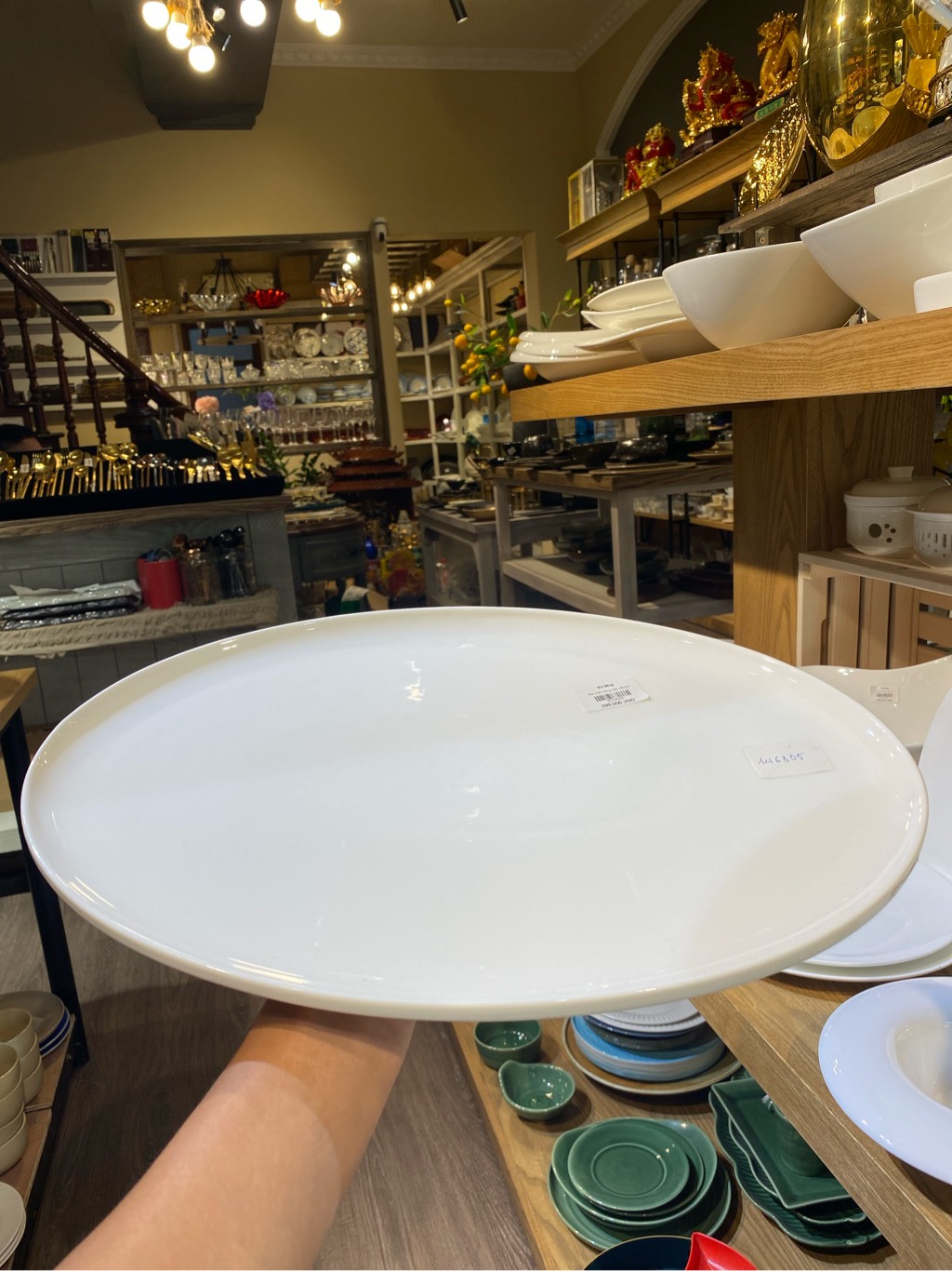Đĩa xoài trắng trơn 16inch