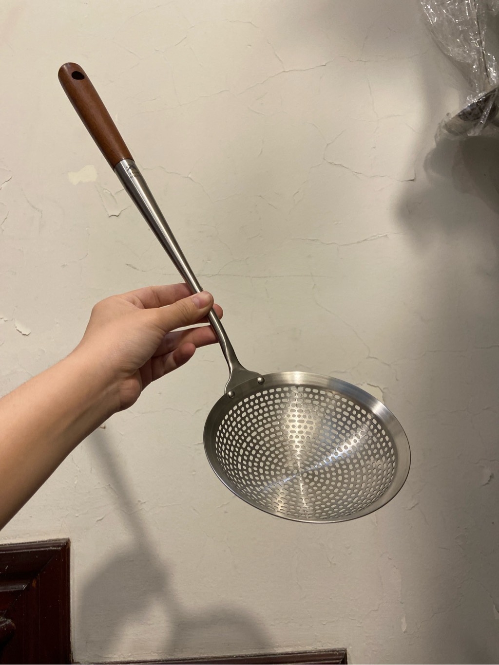 Vợt cán gỗ 14cm inox 304