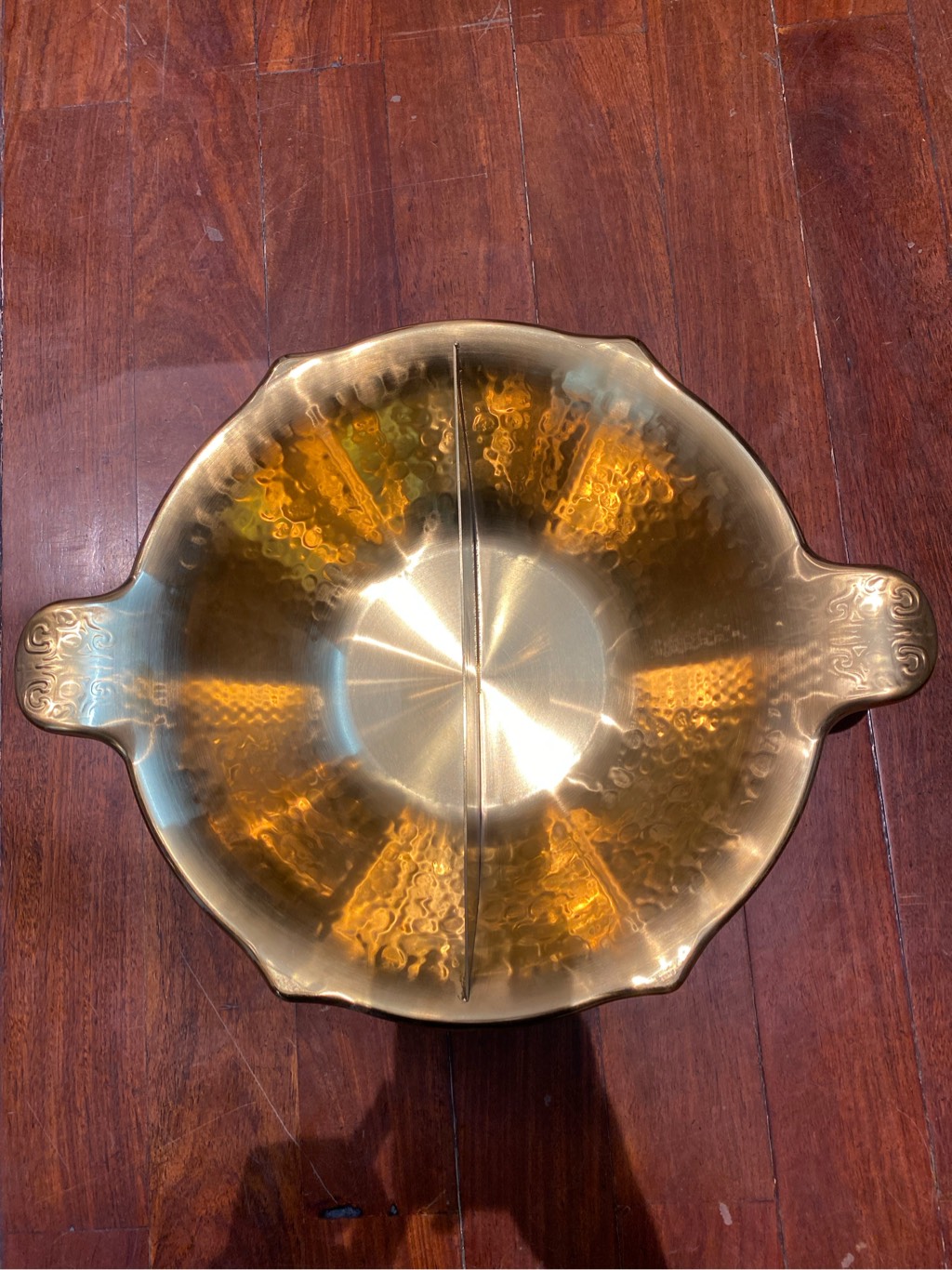 Nồi Lẩu 3 LỚP INOX 304 Vàng 2 Ngăn