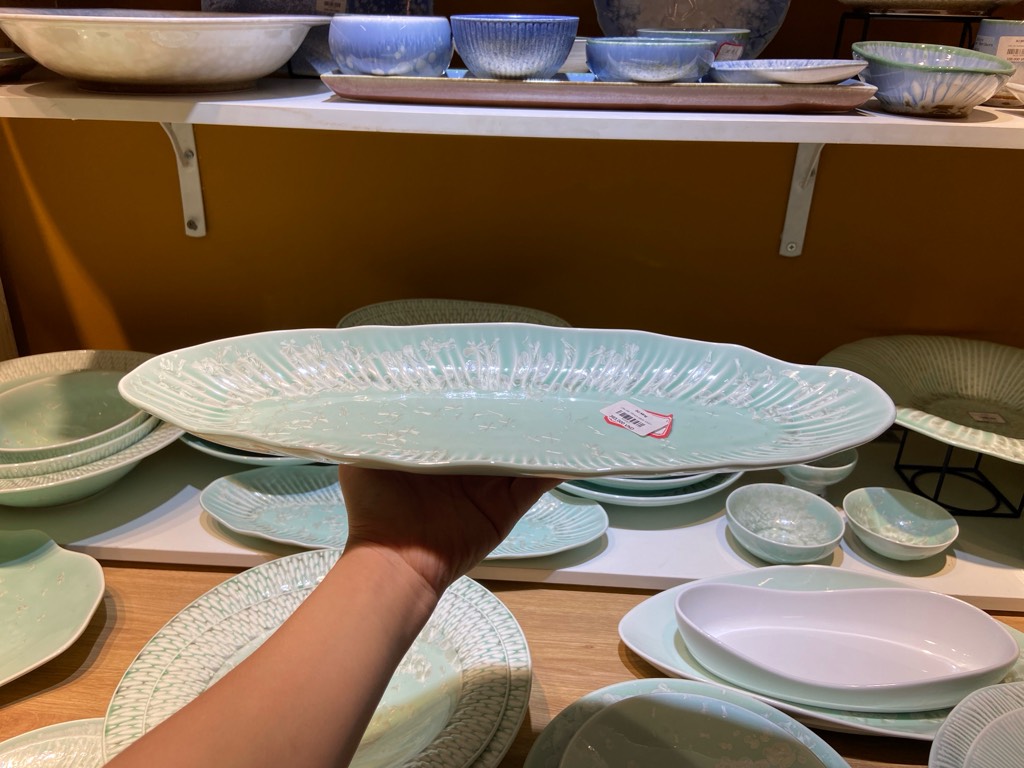 Đĩa dài 16inch xanh khảm