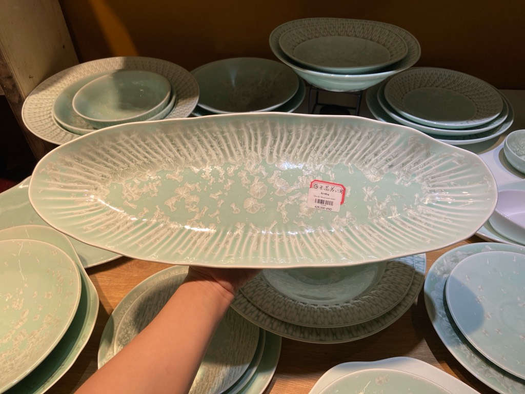 Đĩa dài 18inch xanh khảm