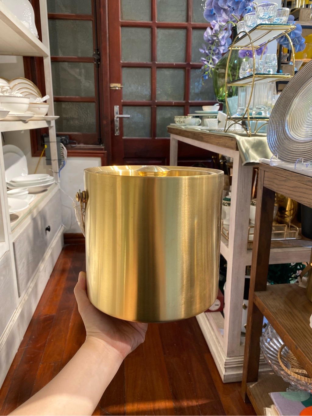 Xô đá vàng có nắp 3L