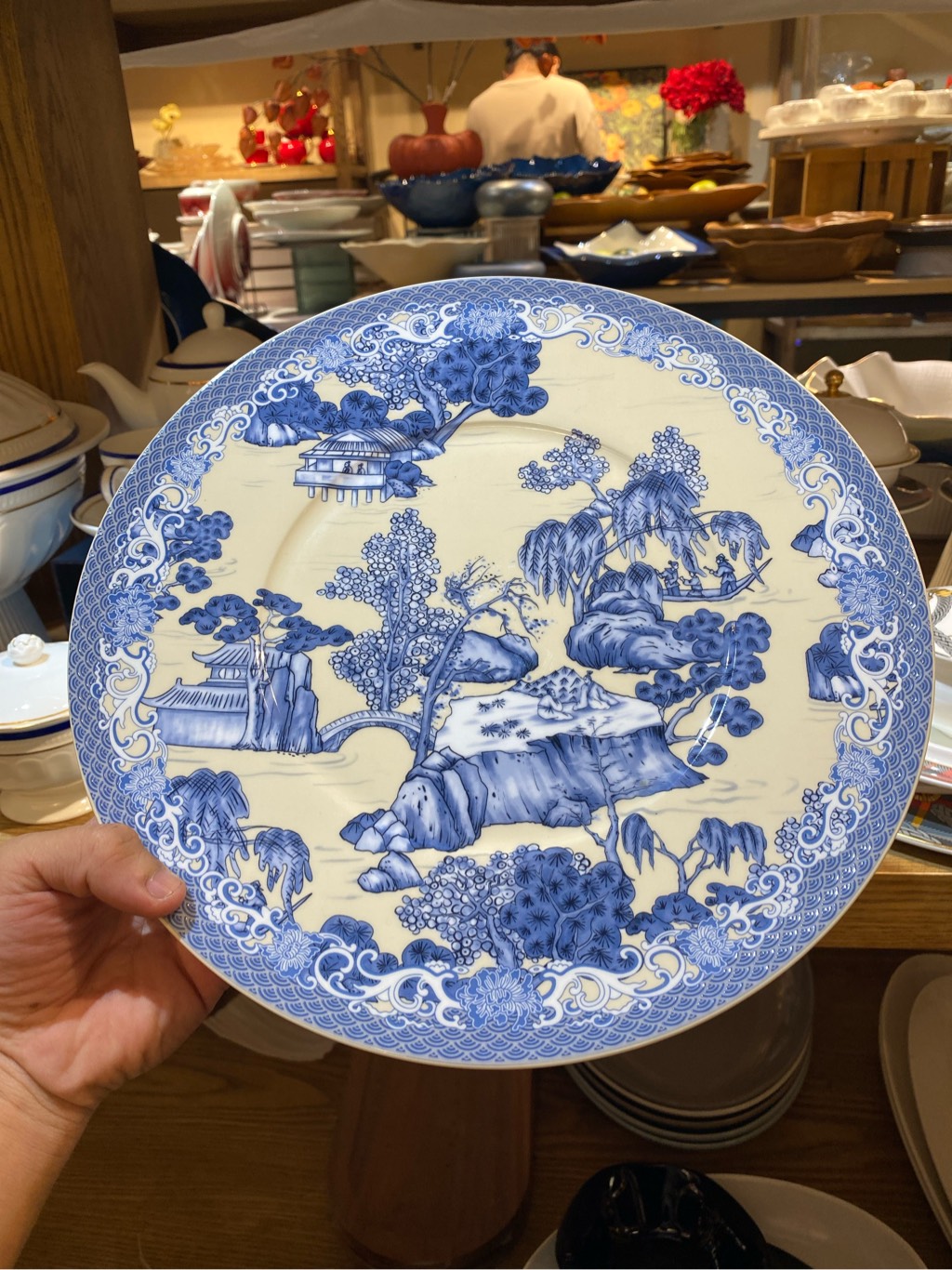 Đĩa nông 12inch Blue and white