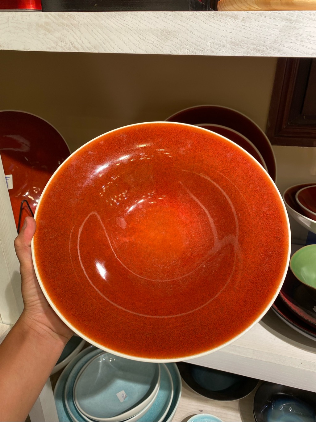 Đĩa soup 10.5 đỏ viền trắng
