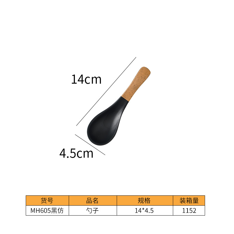 Bát Đĩa Phíp Melamine Đen Viền Cam