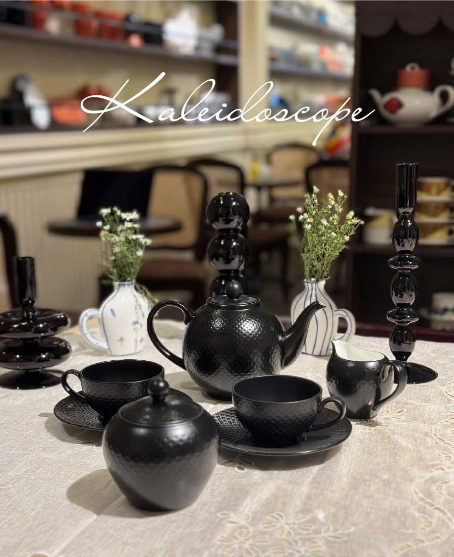 Bộ Trà Kaleidoscope Đen 6 chén