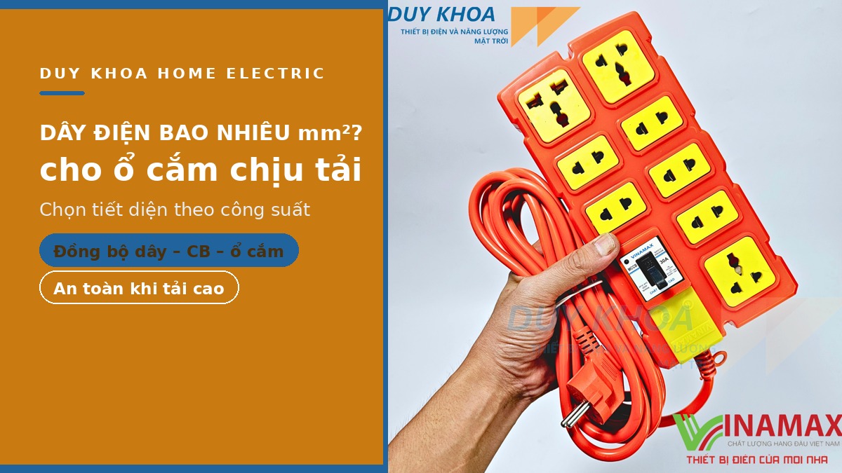 Ổ cắm chịu tải cao nên dùng dây điện bao nhiêu mm²? Cách chọn tiết diện dây theo công suất