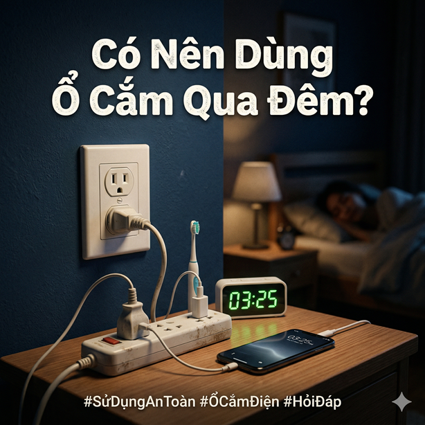 Có nên dùng ổ cắm qua đêm?