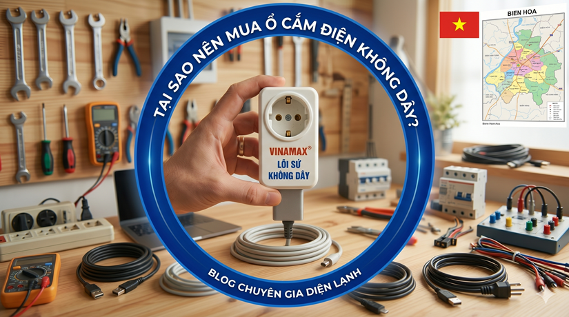 Ổ Cắm Điện Lõi Sứ Không Dây Kèm Phích Lõi Sứ 6000W Chịu Tải Cao