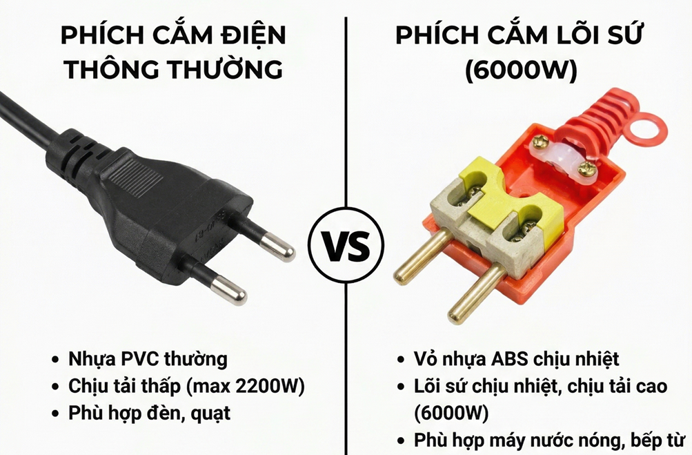 Phích Cắm Điện Thường Và Lõi Sứ Loại Nào Tốt Cho Bếp Từ?