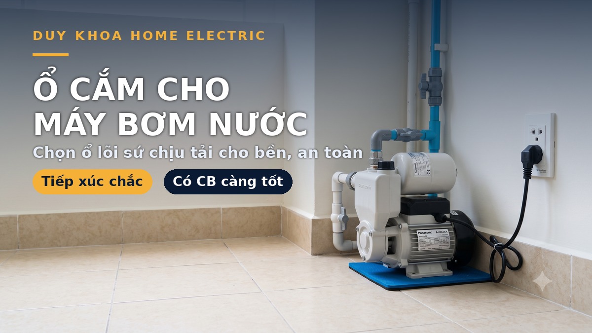 Ổ cắm cho máy bơm nước loại nào? Cách chọn ổ chịu tải an toàn, bền