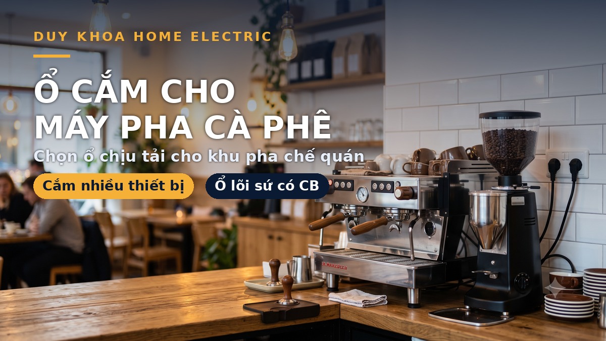 Ổ cắm cho máy pha cà phê, khu pha chế quán loại nào? Cách chọn ổ chịu tải