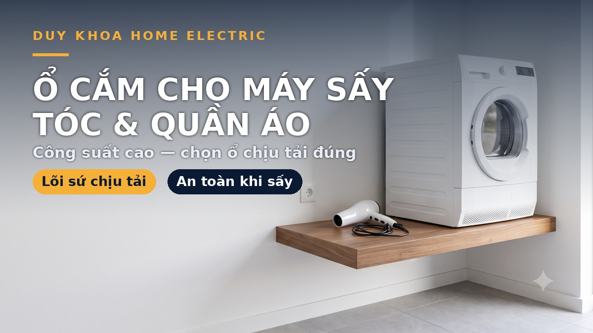 Ổ cắm cho máy sấy tóc, máy sấy quần áo công suất cao loại nào?