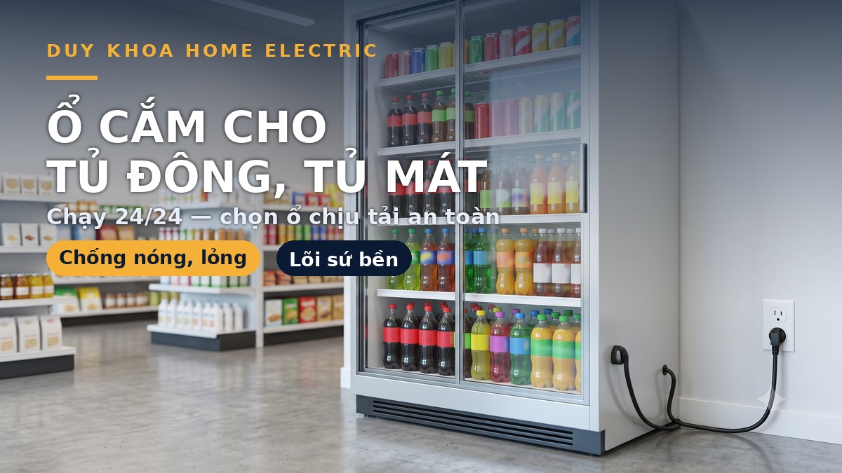 Ổ cắm cho tủ đông, tủ mát chạy 24/24 loại nào? Cách chọn ổ chịu tải