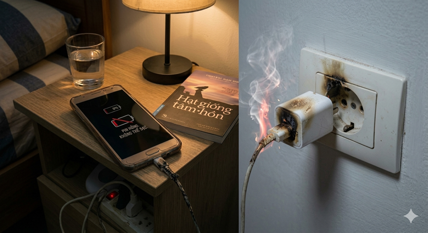 Sạc điện thoại qua đêm bằng ổ cắm thường có sao không?