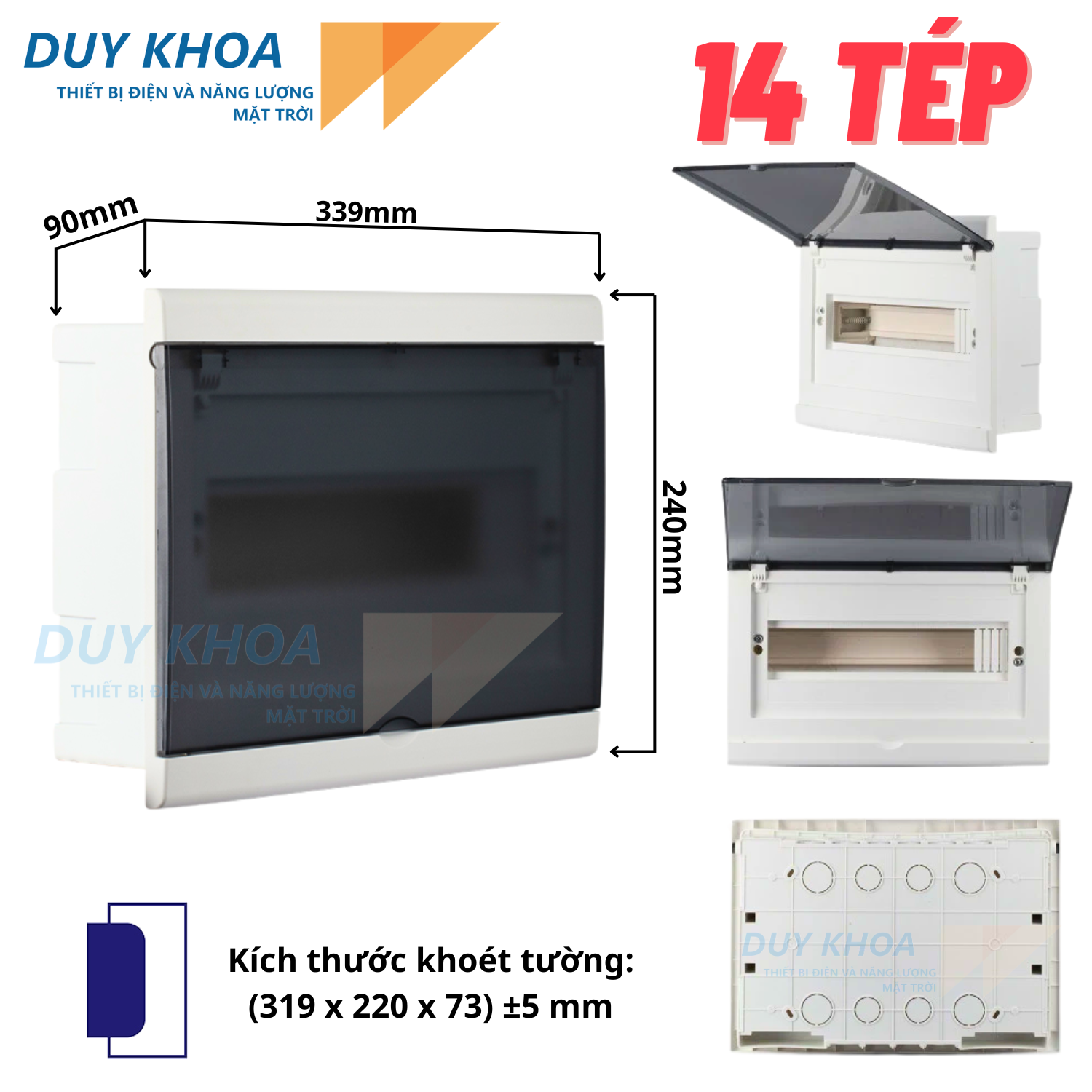 Tủ điện âm tường Rạng Đông Đế nhựa, mặt ốp - mặt che nhựa ABS - PC chống va đập vượt trội, chịu nhiệt cao, cách điện tốt TAT01