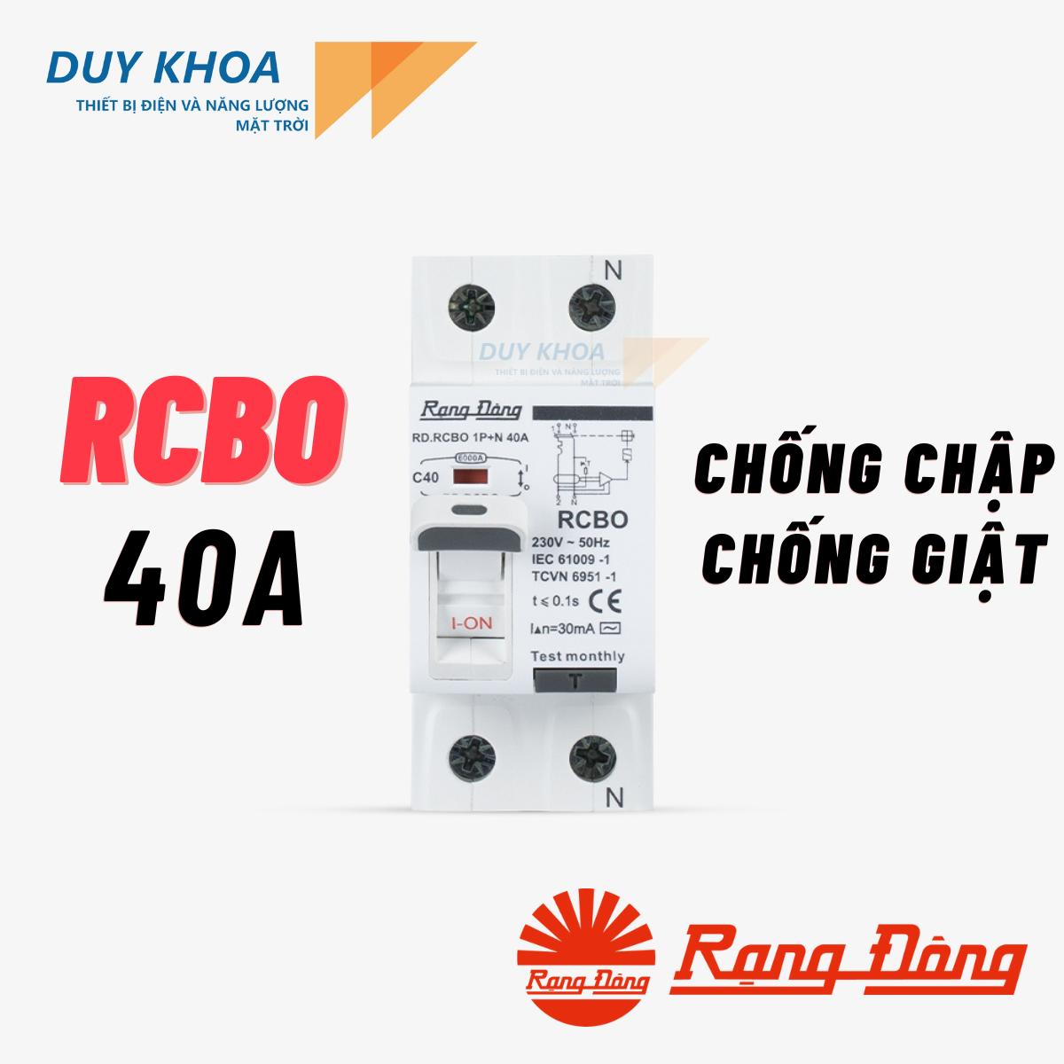 RCBO Bảo vệ quá tải và chống dòng rò chống giật Rạng Đông