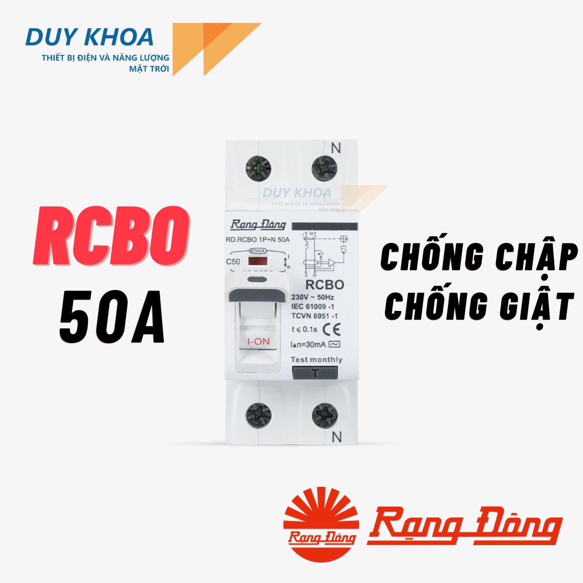 RCBO Bảo vệ quá tải và chống dòng rò chống giật Rạng Đông