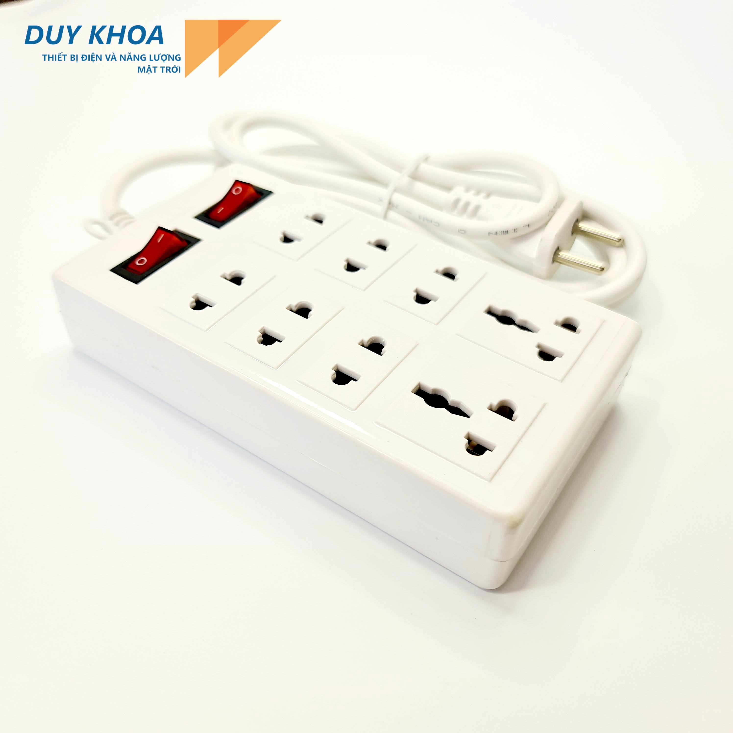 Ổ Cắm Điện 8 Lỗ Cắm (2 Công Tắc) Màu Trắng Vinamax