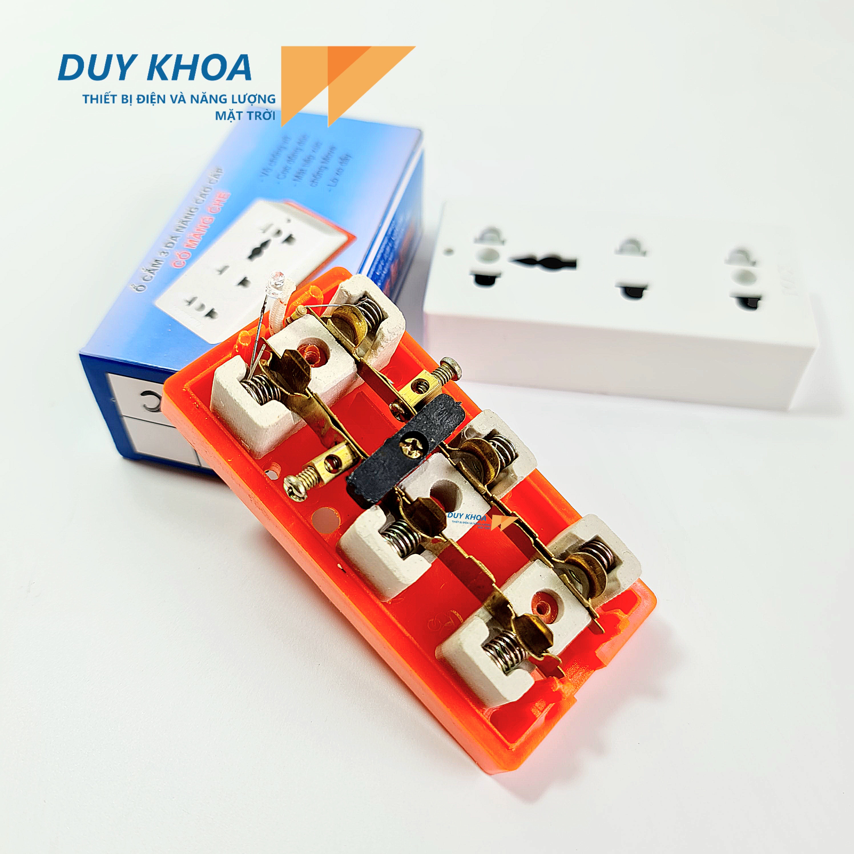 Ổ Cắm Điện Đế Cam Chịu Tải 3 Lõi Sứ Có màng che Và Không Màng Che Vinamax