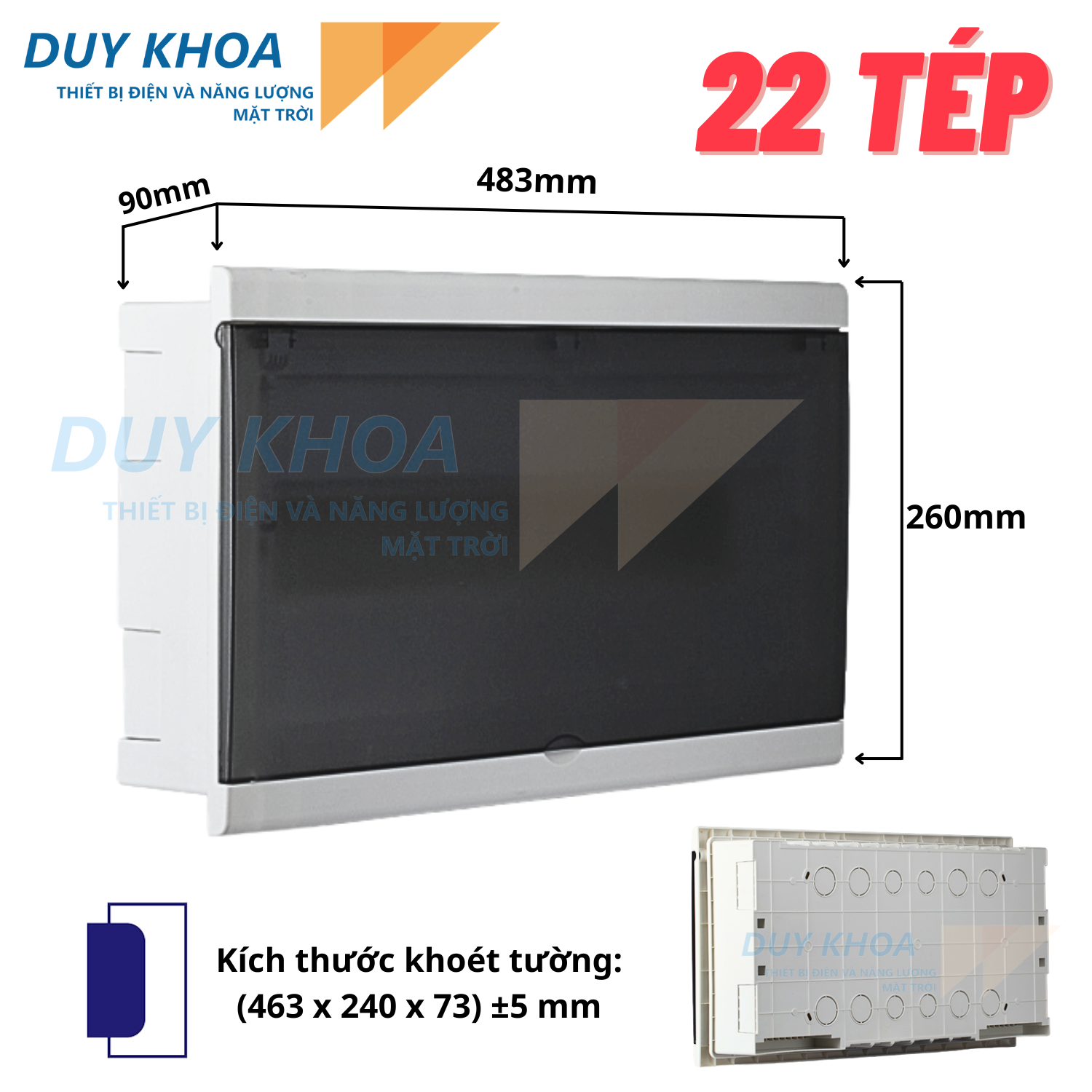 Tủ điện âm tường Rạng Đông Đế nhựa, mặt ốp - mặt che nhựa ABS - PC chống va đập vượt trội, chịu nhiệt cao, cách điện tốt TAT01