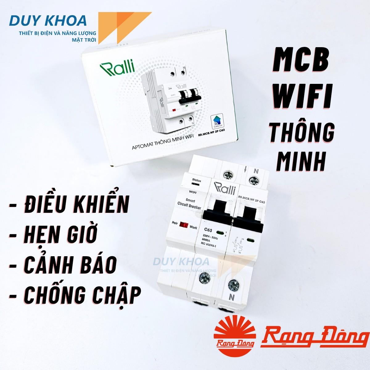 Aptomat WIFI 63A Thông minh Rạng Đông - Điều khiển tắt mở qua điện thoại, theo dõi công suất điện qua điện thoại aptomat  điều từ xa