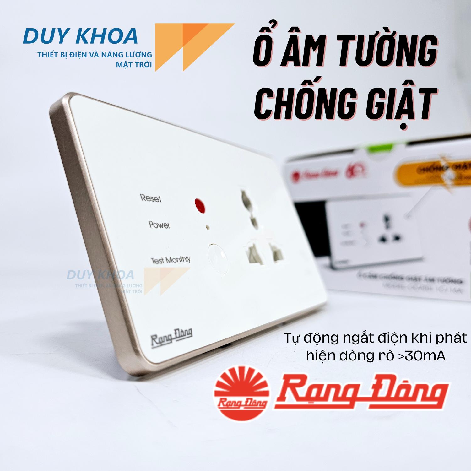 Ổ Cắm Chống Giật Âm Tường Rạng Đông công suất 3000W có dây tiếp địa