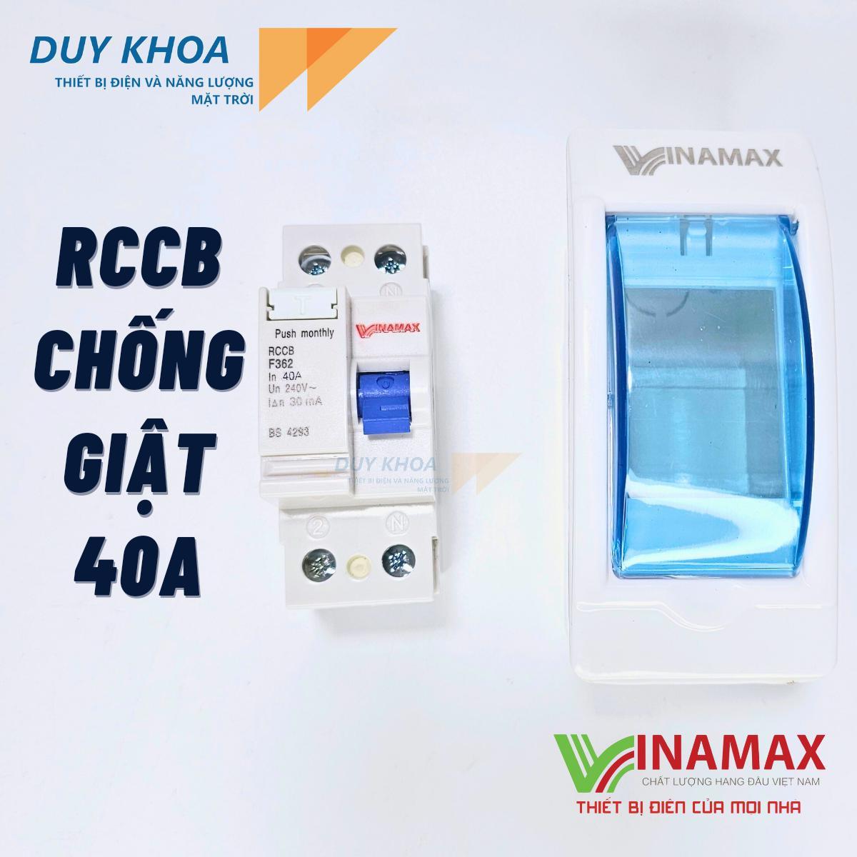 Cầu dao Aptomat Vinamax CB chống giật, chống dòng rò từ 32A đến 63A với hộp đựng nắp đậy