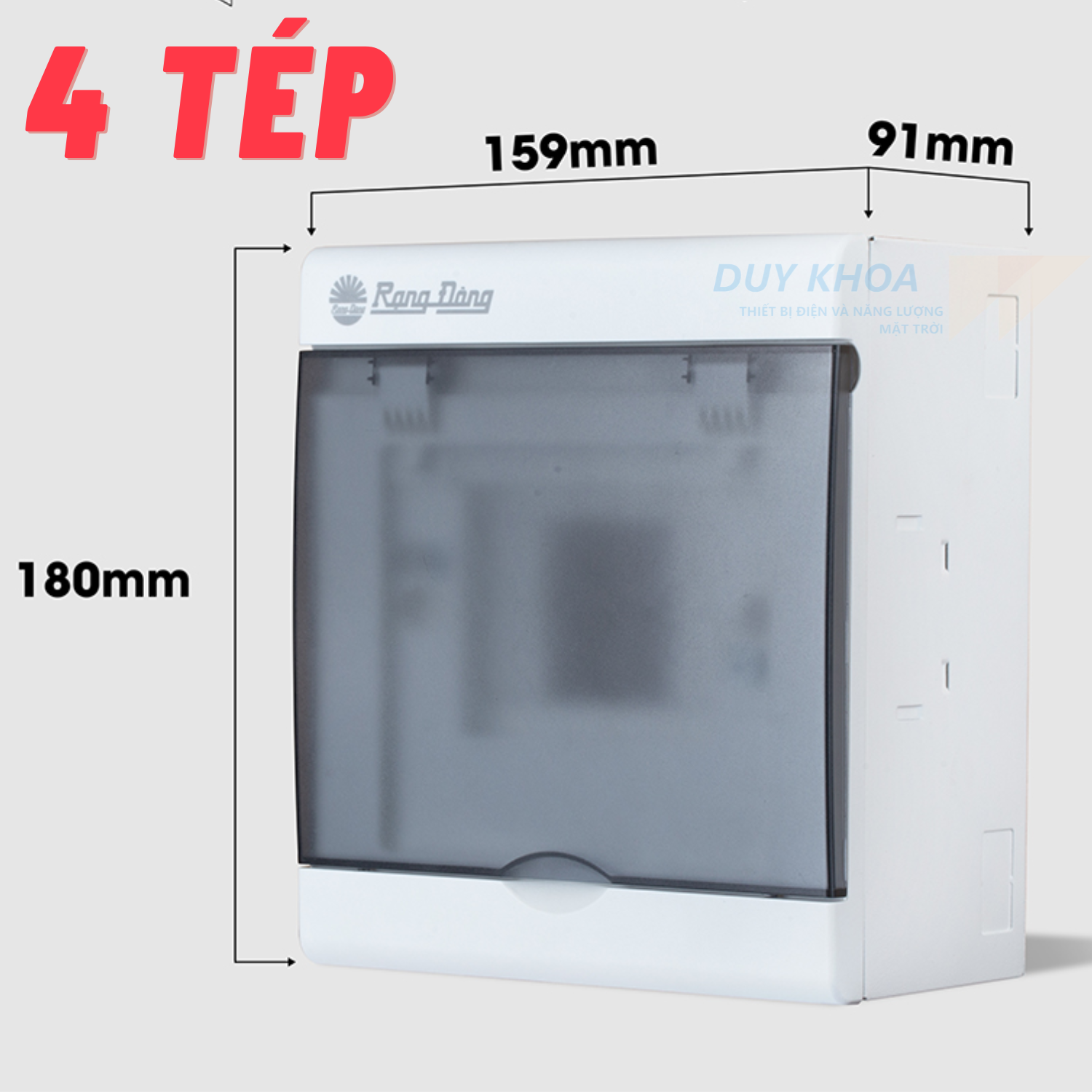 Tủ điện gắn nổi Rạng Đông đế thép cán nguội, mặt ốp - mặt che nhựa ABS - PCC chống va đập vượt trội, chịu nhiệt cao, chống cháy, cách điện tốt