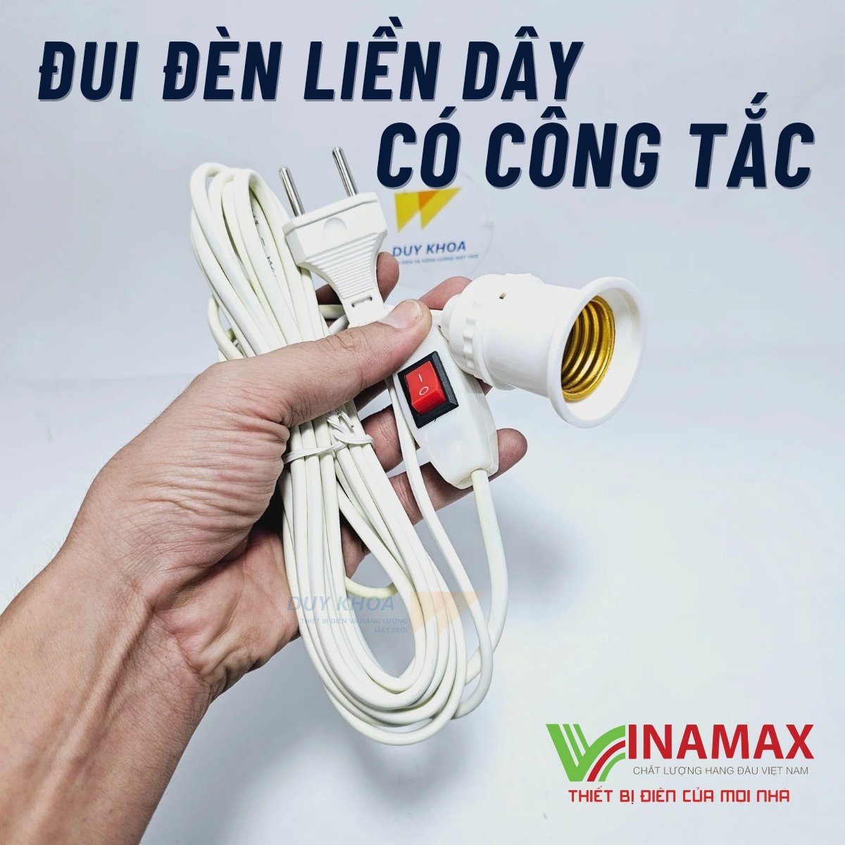 Dây nguồn liền đuôi đèn E27 có công tắc 500W Vinamax