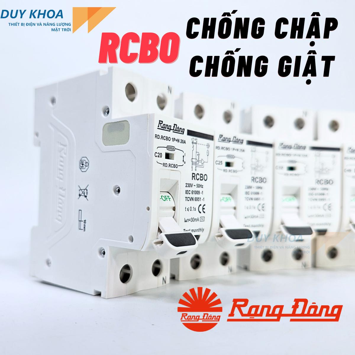 RCBO Bảo vệ quá tải và chống dòng rò chống giật Rạng Đông