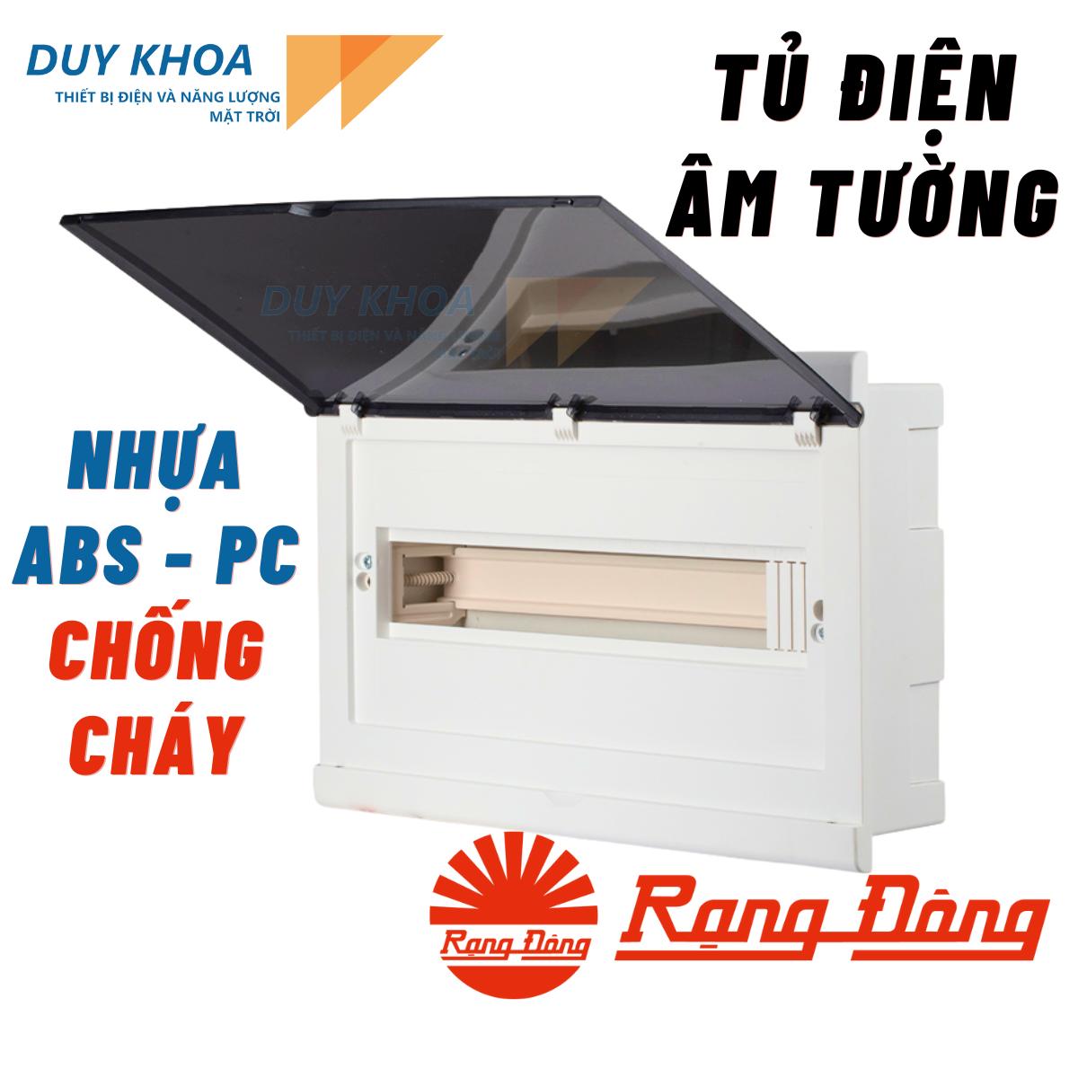 Tủ điện âm tường Rạng Đông Đế nhựa, mặt ốp - mặt che nhựa ABS - PC chống va đập vượt trội, chịu nhiệt cao, cách điện tốt
