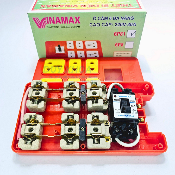 Ổ Cắm Điện Chịu Tải 6 Lõi Sứ Có CB30A Vinamax