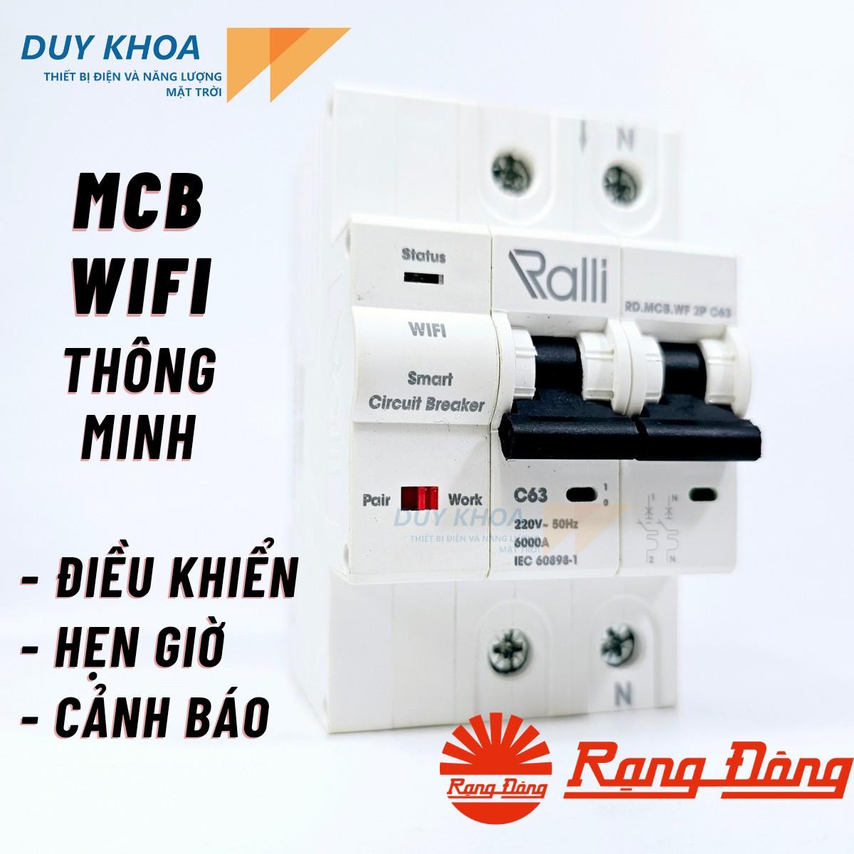 Aptomat WIFI 63A Thông minh Rạng Đông - Điều khiển tắt mở qua điện thoại, theo dõi công suất điện qua điện thoại aptomat  điều từ xa