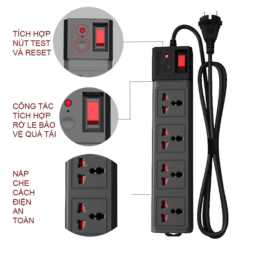 Ổ cắm chống giật Rạng Đông Chống quá tải và chống dòng rò tiêu chuẩn chất lượng