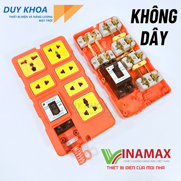 Ổ cắm điện chịu tải 6 lõi sứ Có CB30A Phiên bản mới Vinamax