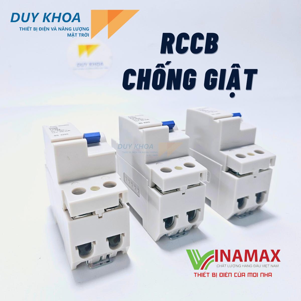 Cầu dao Aptomat Vinamax CB chống giật, chống dòng rò từ 32A đến 63A với hộp đựng nắp đậy