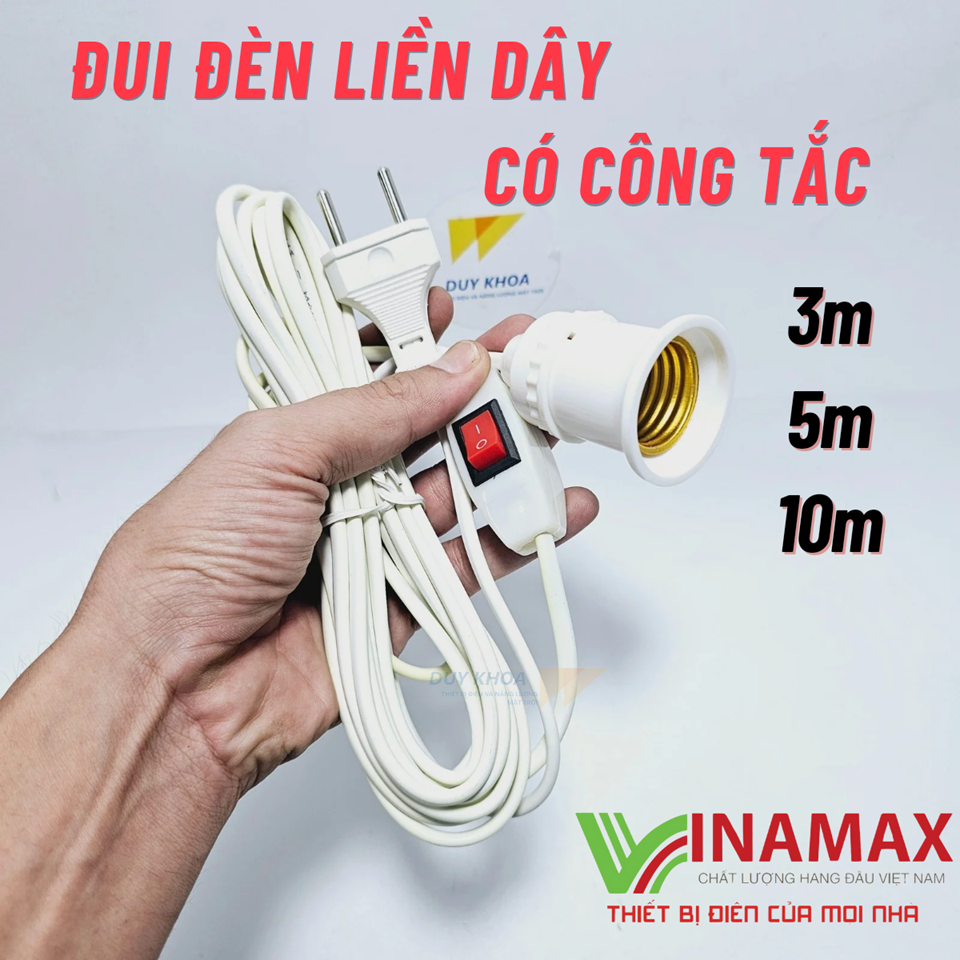 Dây nguồn liền đuôi đèn E27 có công tắc 500W Vinamax