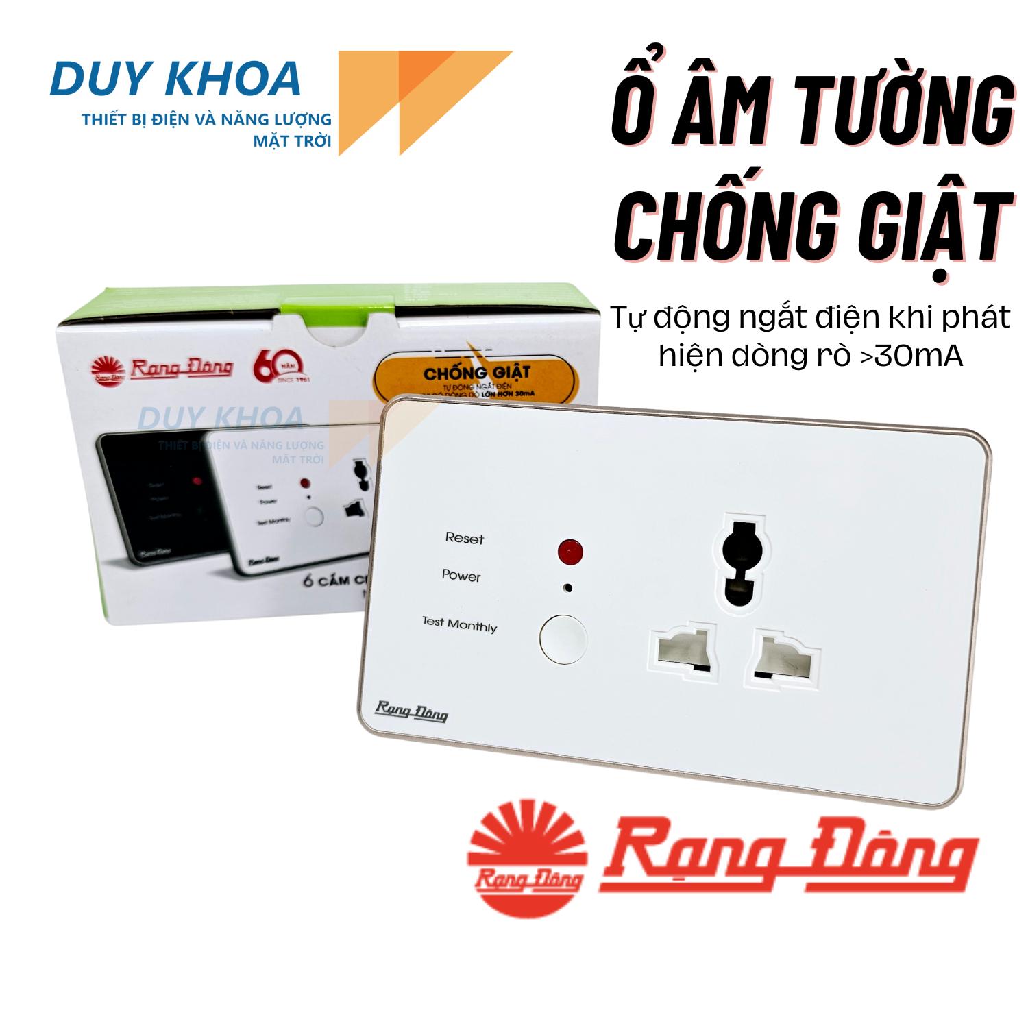 Ổ Cắm Chống Giật Âm Tường Rạng Đông công suất 3000W có dây tiếp địa