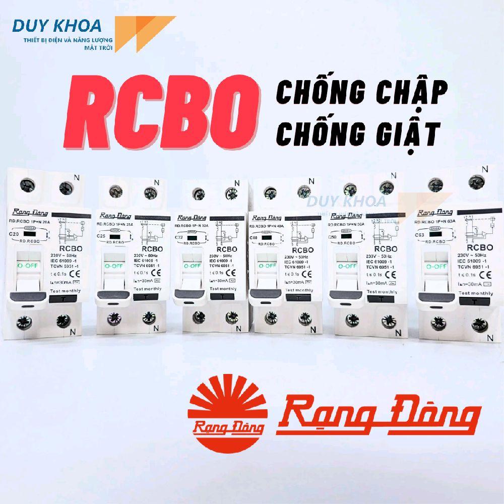 RCBO Bảo vệ quá tải và chống dòng rò chống giật Rạng Đông
