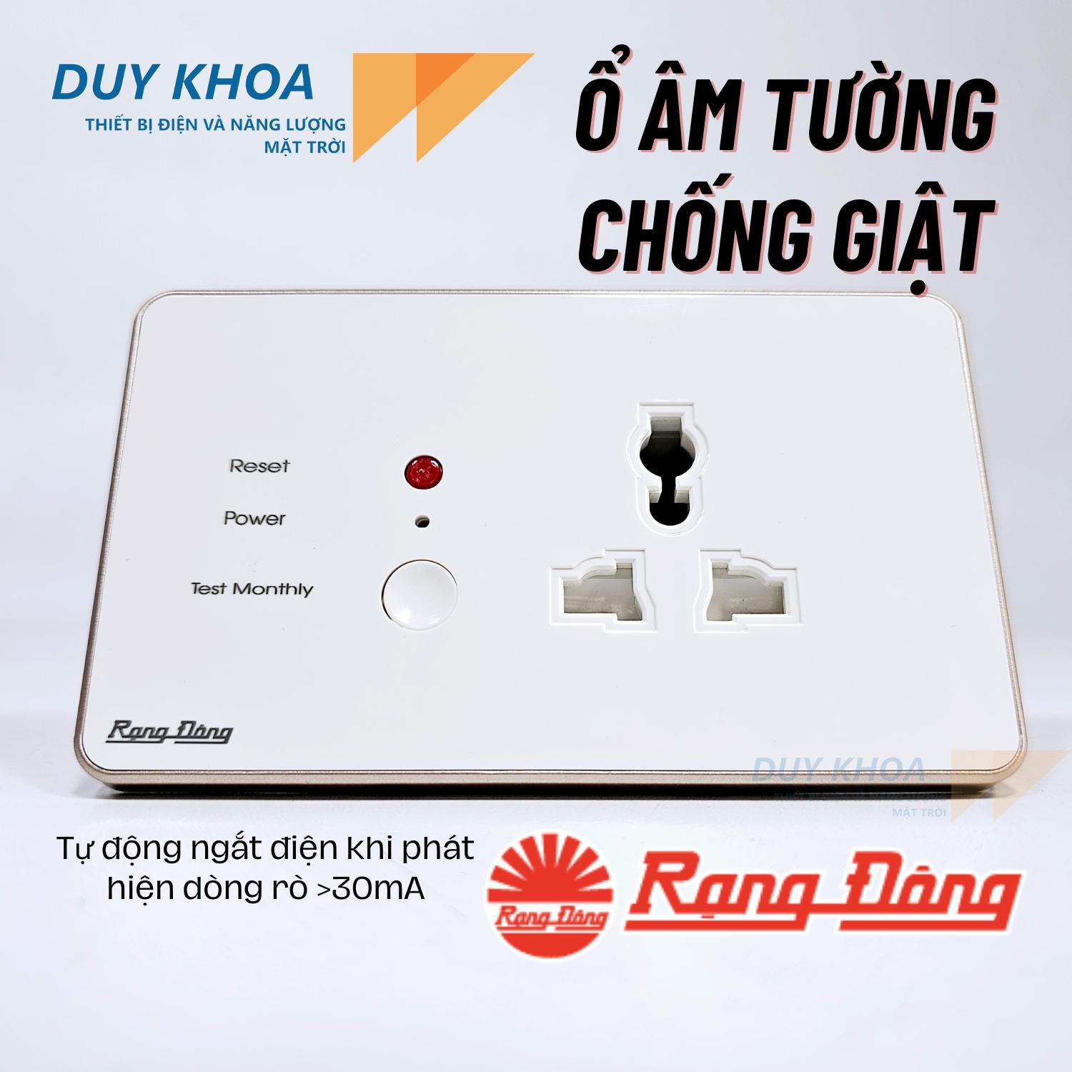 Ổ Cắm Chống Giật Âm Tường Rạng Đông công suất 3000W có dây tiếp địa