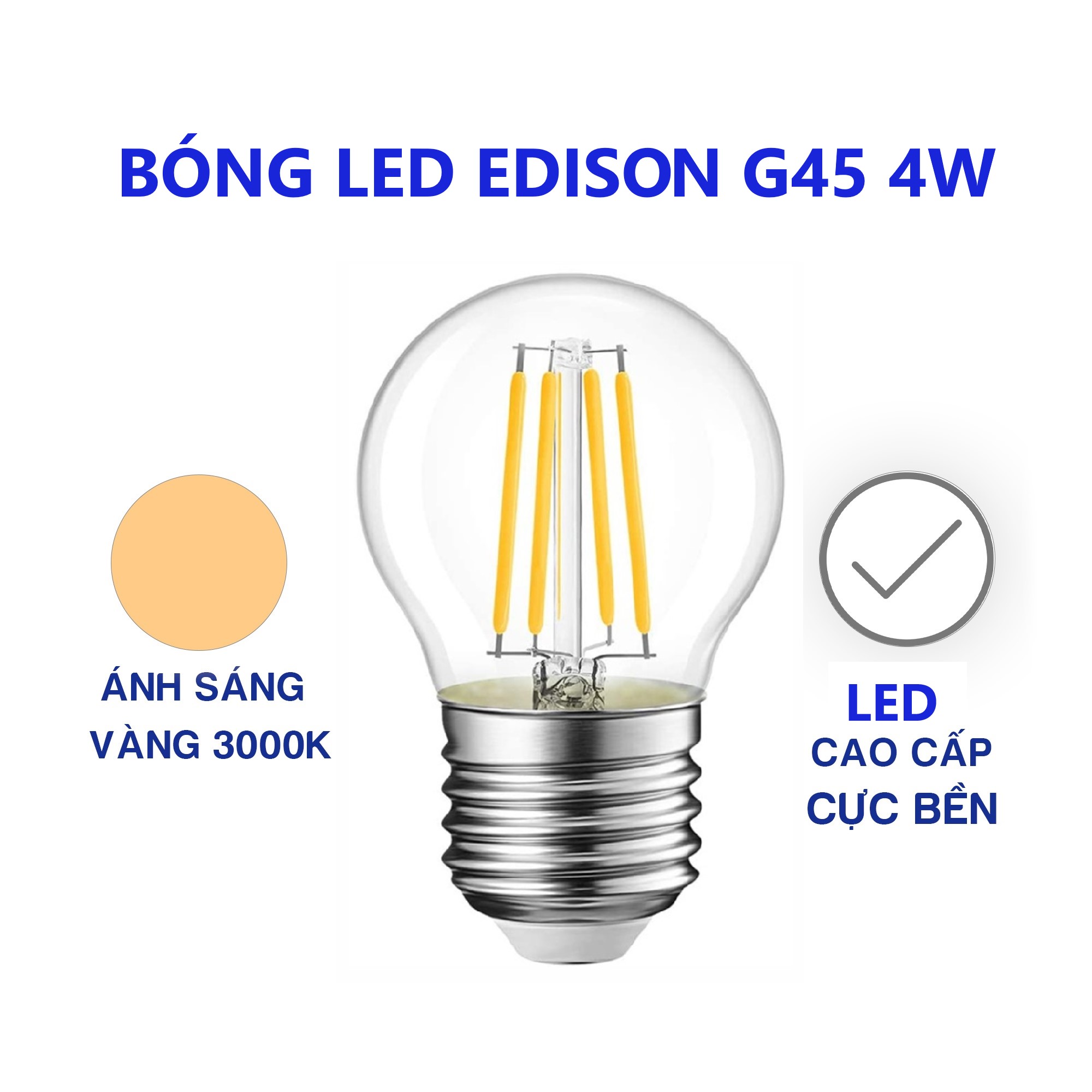 Bóng đèn Edison G45 Led 4w Ánh sáng vàng - Chuyên dùng làm đèn trang trí