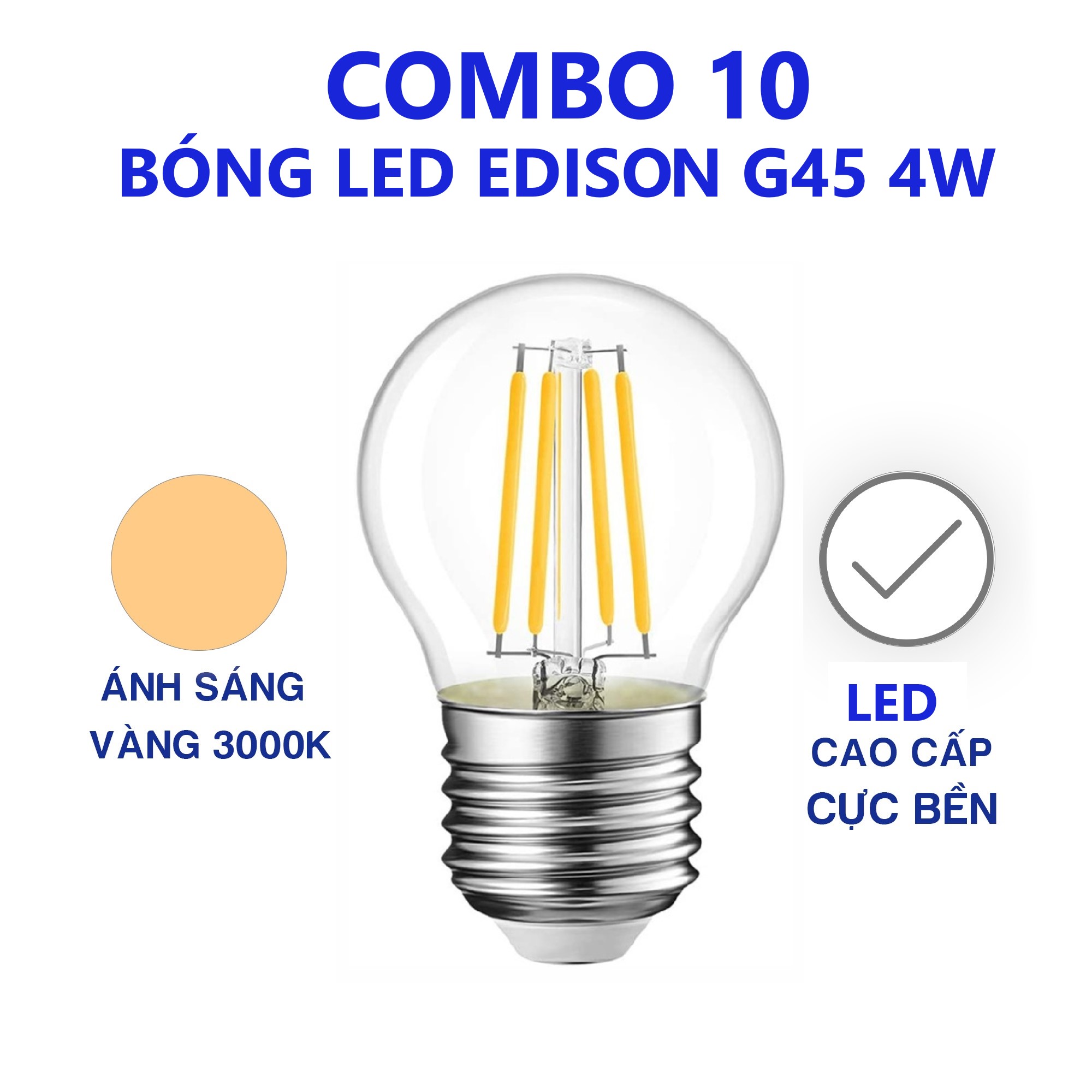 Bóng đèn Edison G45 Led 4w Ánh sáng vàng - Chuyên dùng làm đèn trang trí