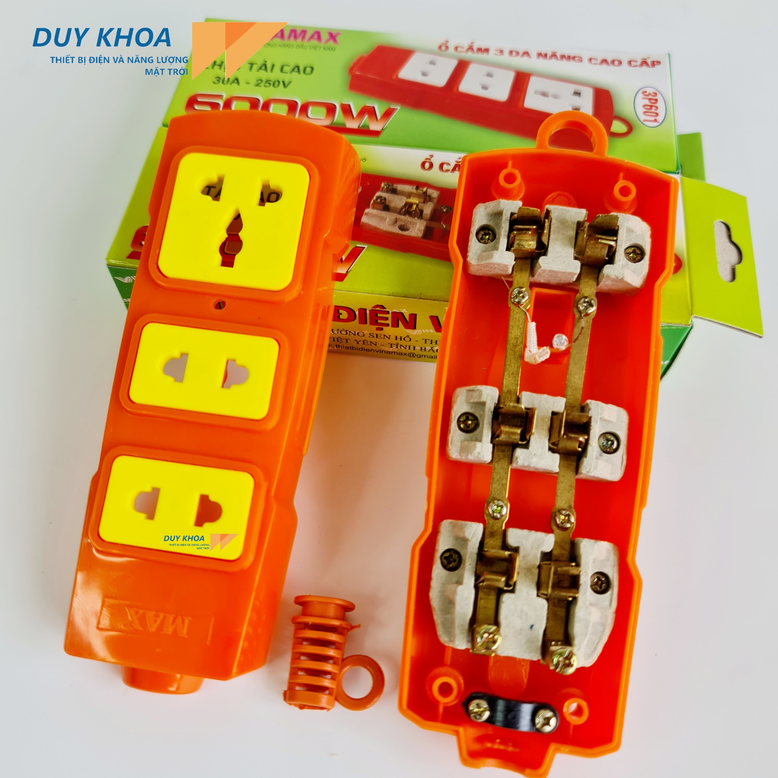 Ổ CẮM ĐIỆN CHỊU TẢI 3 CỬA LÕI SỨ 6000W VINAMAX