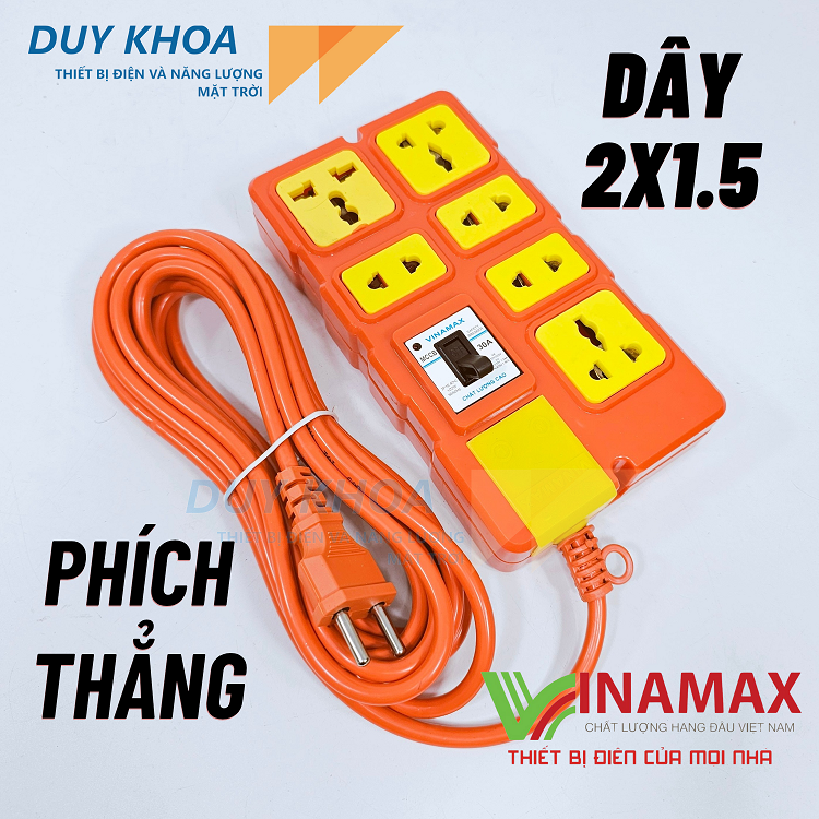 Ổ cắm điện chịu tải 6 lõi sứ Có CB30A Phiên bản mới Vinamax