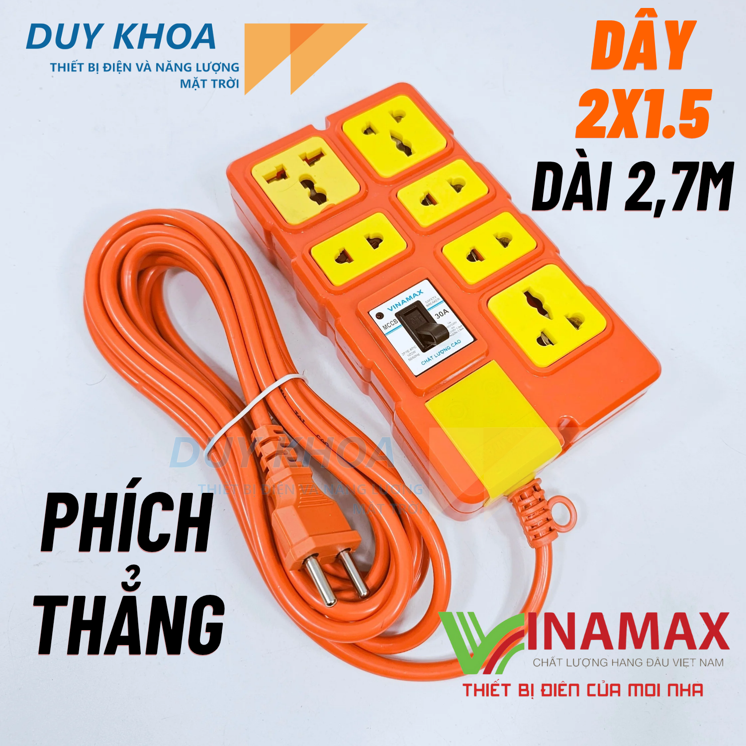 Ổ cắm điện chịu tải 6 lõi sứ Có CB30A Phiên bản mới Vinamax