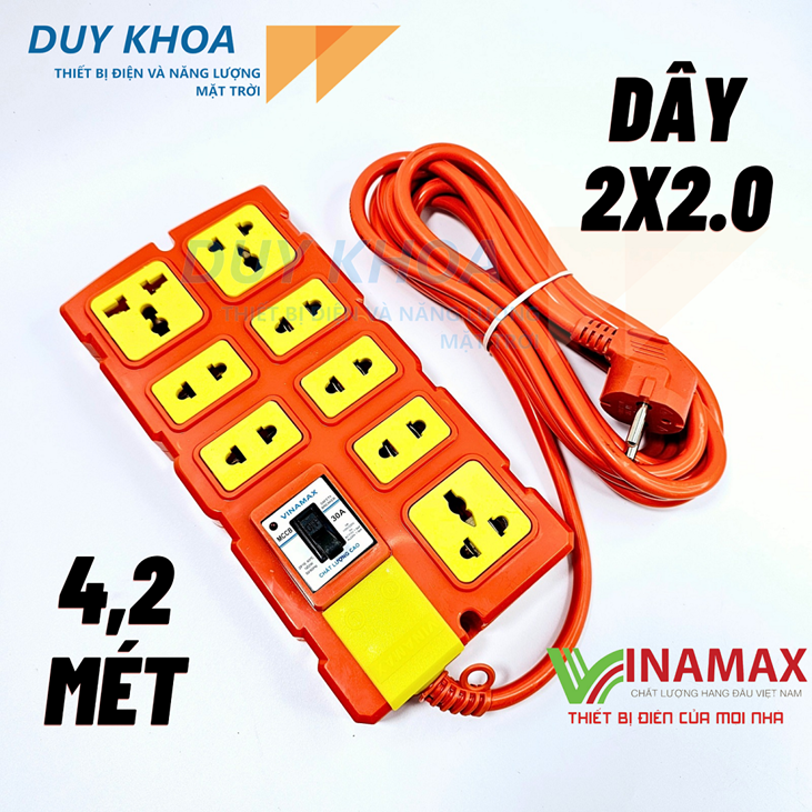 Ổ cắm điện chịu tải 8 lõi sứ Vinamax CB30A lõi sứ chống cháy nhựa chống vỡ