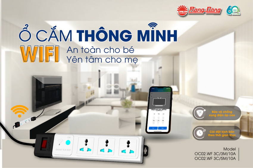 Ổ cắm thông mình Wifi Rạng Đông