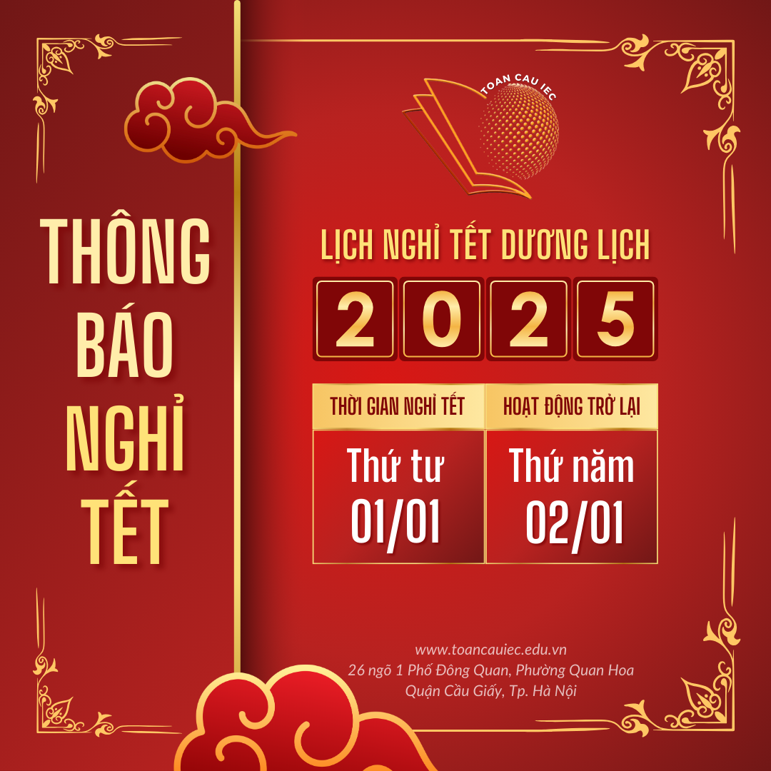 Thông báo lịch nghỉ tết Dương lịch 2025