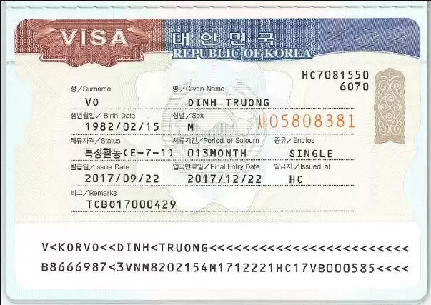 VISA LAO ĐỘNG HÀN QUỐC (E-1 ... E-7)